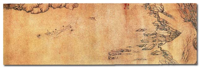 Ancient Chinese Painting boat - Staré čínské malby loď