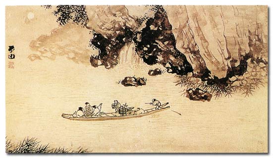 Ancient Chinese Painting boat - Staré čínské malby loď